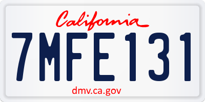 CA license plate 7MFE131