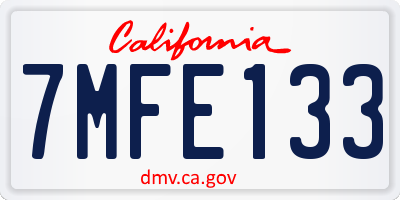 CA license plate 7MFE133