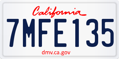 CA license plate 7MFE135