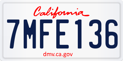 CA license plate 7MFE136