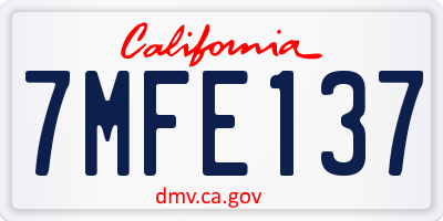 CA license plate 7MFE137