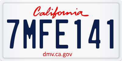 CA license plate 7MFE141
