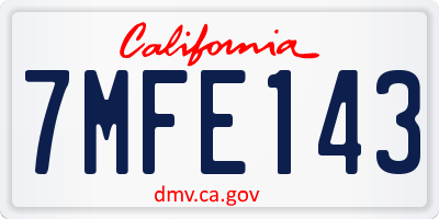 CA license plate 7MFE143