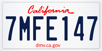 CA license plate 7MFE147