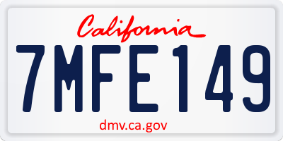 CA license plate 7MFE149