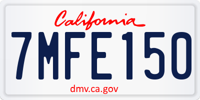 CA license plate 7MFE150