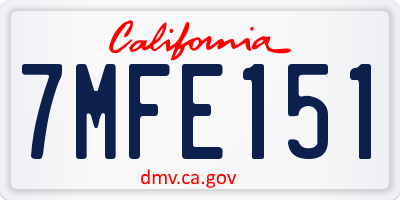 CA license plate 7MFE151