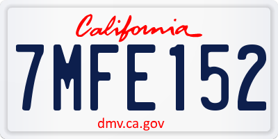 CA license plate 7MFE152