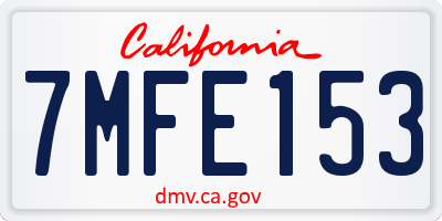 CA license plate 7MFE153