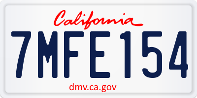 CA license plate 7MFE154