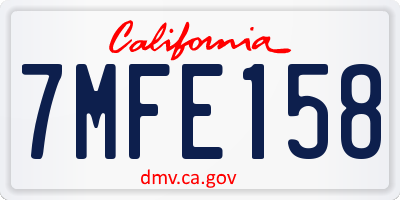 CA license plate 7MFE158