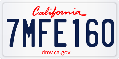 CA license plate 7MFE160