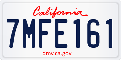 CA license plate 7MFE161