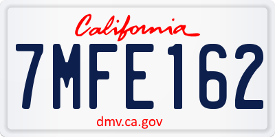 CA license plate 7MFE162