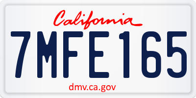 CA license plate 7MFE165