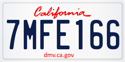 CA license plate 7MFE166