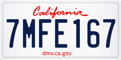 CA license plate 7MFE167
