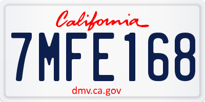 CA license plate 7MFE168
