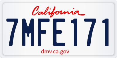 CA license plate 7MFE171