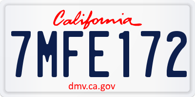 CA license plate 7MFE172