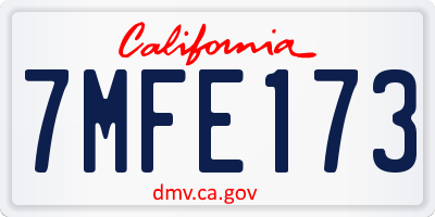 CA license plate 7MFE173