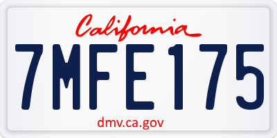CA license plate 7MFE175