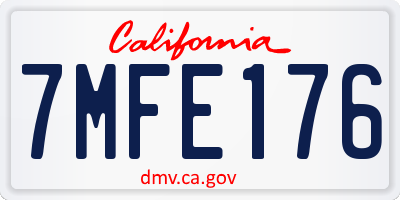 CA license plate 7MFE176