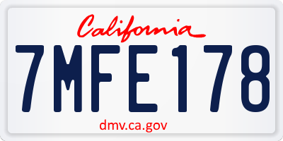 CA license plate 7MFE178
