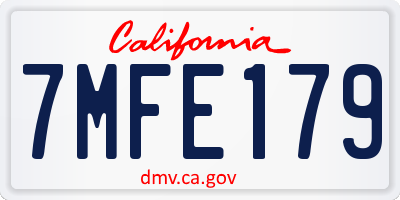 CA license plate 7MFE179