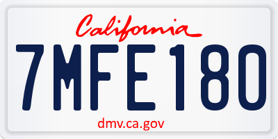 CA license plate 7MFE180