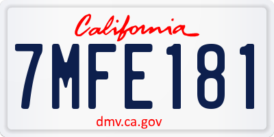 CA license plate 7MFE181