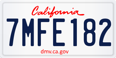 CA license plate 7MFE182
