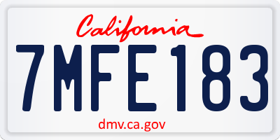 CA license plate 7MFE183