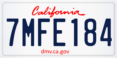 CA license plate 7MFE184