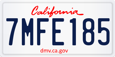 CA license plate 7MFE185