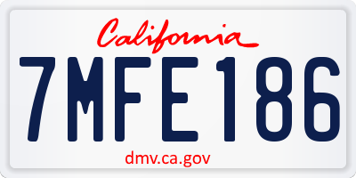 CA license plate 7MFE186