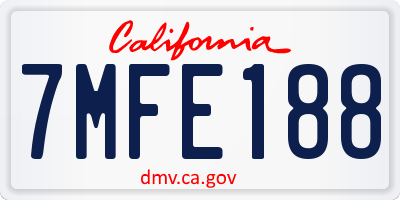 CA license plate 7MFE188