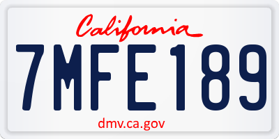 CA license plate 7MFE189