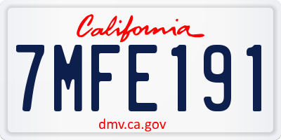 CA license plate 7MFE191