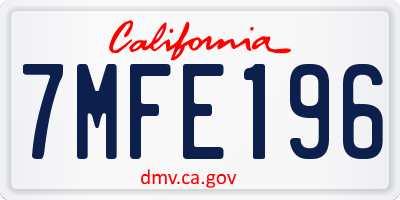 CA license plate 7MFE196