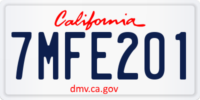 CA license plate 7MFE201