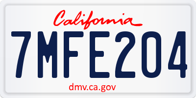 CA license plate 7MFE204
