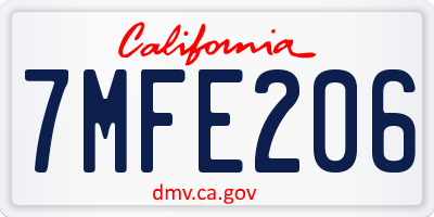 CA license plate 7MFE206