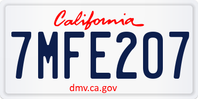 CA license plate 7MFE207