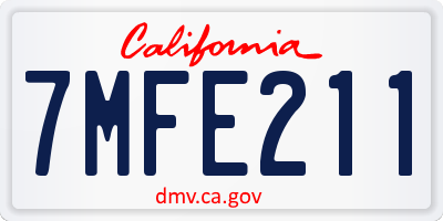CA license plate 7MFE211