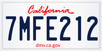 CA license plate 7MFE212