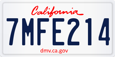 CA license plate 7MFE214