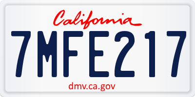 CA license plate 7MFE217