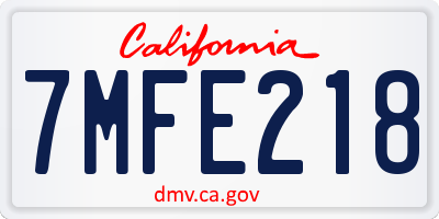 CA license plate 7MFE218