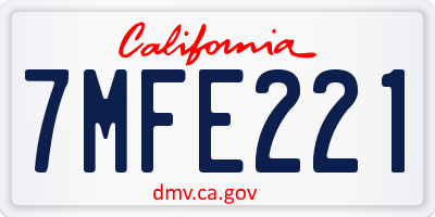 CA license plate 7MFE221